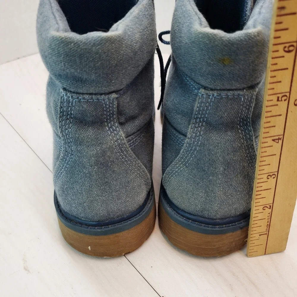 Timberland Boys A1VHV Blue Denim Canvas Lace Up Ankle Boots Size 6 Kids Gorpcore